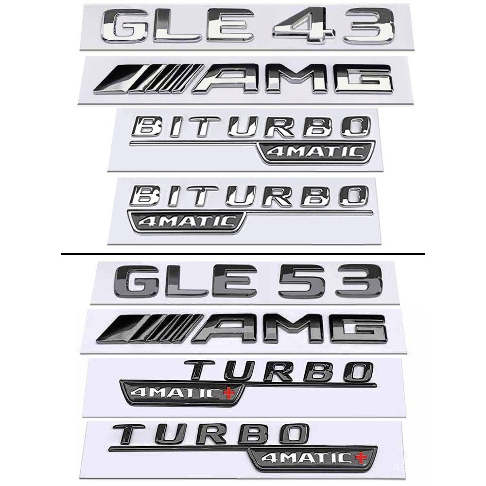 Mercedes-Benz GLE53 โลโก้รถ GLE43 GLE63S ดัดแปลงสีดํา Full Set โลโก้ TURBO โลโก้ด้านข้าง AMG Word โล