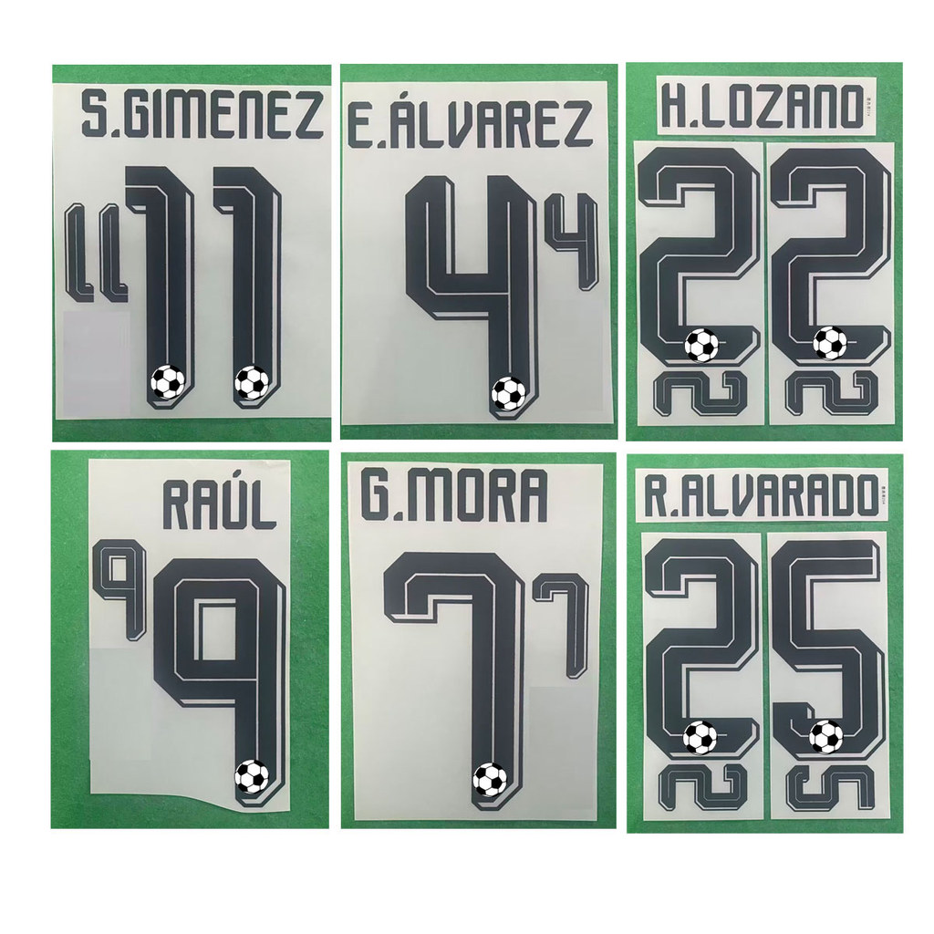 2026 ทีมชาติ Nameset 11 S.Gimenez 9 Raul 25 R.Alvarado 22 H.Lozano Thermal Transfer Soccer Patch Bad