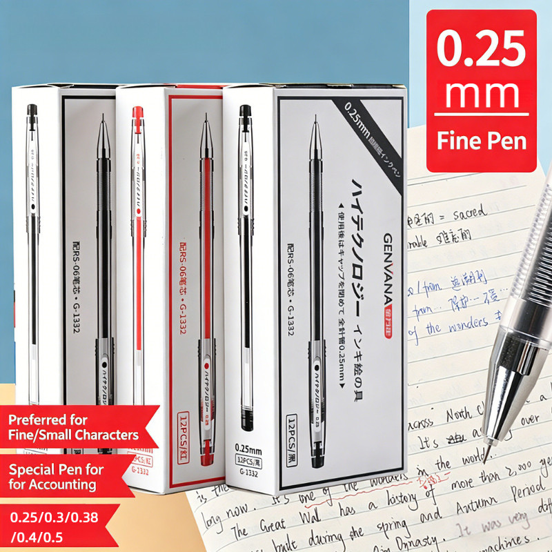 [หลอดเข็มเต็ม] ปากกาเจลละเอียดพิเศษ 0.25/0.3/0.4/0.5 มม. ปลายละเอียด ปากกาลายเซ็นน้ำสำหรับนักเรียน สอบ บัญชี ปากกาพิเศษ