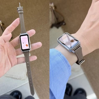 สายหนังสําหรับ Huawei Band 11 10 9 8 สร้อยข้อมือหรูหราสําหรับนาฬิกา Huawei Fit 5 5pro Fit3 2 สายรัดข้อมือทดแทน