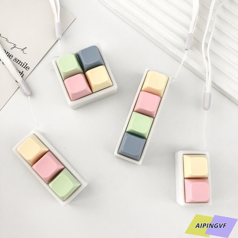 AIPINGVF คีย์บอร์ดนิ้ว, ปุ่มกุญแจความเครียดบรรเทา Fidget พวงกุญแจ, 2/3/4 คีย์ Pass The Time Gadget ของเล่นหยิกผู้ใหญ่