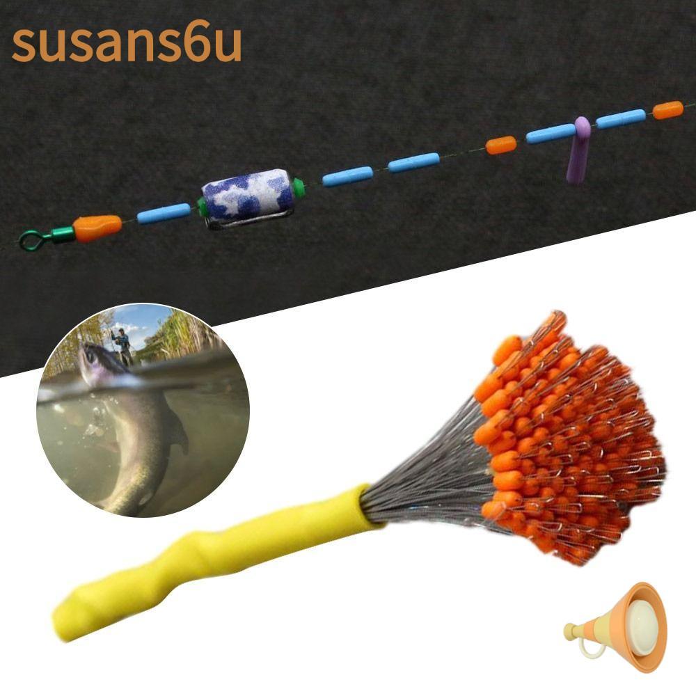 SUSAN 200 ชิ้นจุกยางต๊อกปลา Bobber Stopper ซิลิโคนใสความเข้มข้นสูง Space Beans สำหรับตกปลาทะเลสาบแม่น้ำทะเล อุปกรณ์เสริม Line Tackle ทนทาน