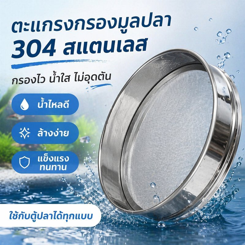 แผ่นกรองขี้ปลา ตะแกรงกรองขี้ปลา สแตนเลส 304 กรองบ่อปลา หน้าจอกรองถังปลา อุปกรณ์เสริมสัตว์น้ำ ทนทาน