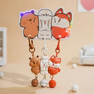 HLAR 3 ชิ้นชุดพวงกุญแจ Snap แม่เหล็ก, การ์ตูนเรซิ่นสัตว์พวงกุญแจ, Charms แม่เหล็กมินิพวงกุญแจชุดของขวัญเพื่อน