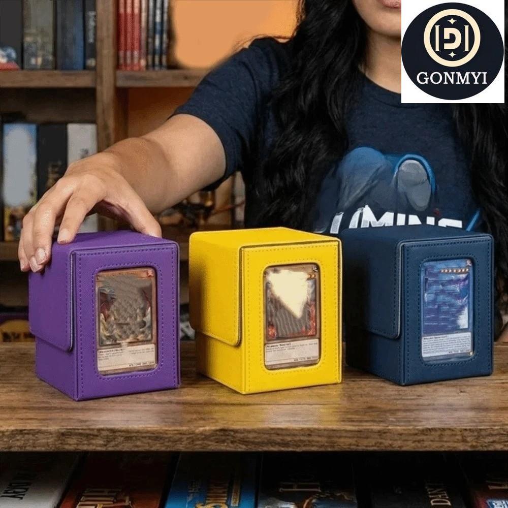 GONMYI Window Collection Box, Magnetic Closed Stain-proof Trading Card Storage Box, Moisture-proof พร้อมฝาปิด PU Card Deck Box