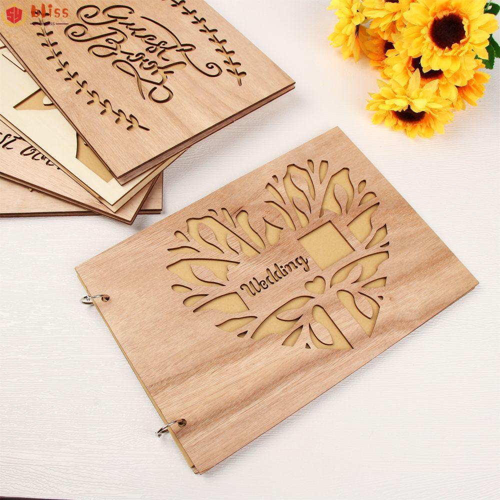 BLLISS Guest Book Rustic Memorial วันเกิดไม้