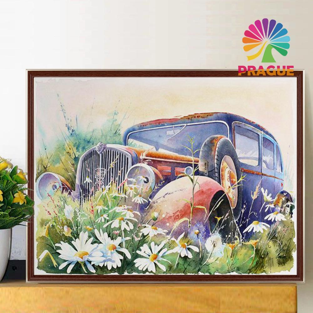 (DB5638) Full Drill Round Diamond Resin Retro car Painting Kit DIY 5D (WT556 ) 30x40cm
