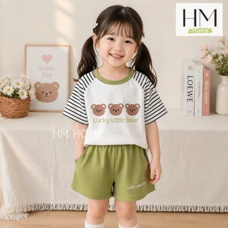 ชุดเซ็ตเด็ก ชุดเด็กแฟชั่นลายหมี เสื้อ+กางเกง ชุดเด็กลายหมี มินิมอล น่ารัก ใส่ได้ทุกวัน