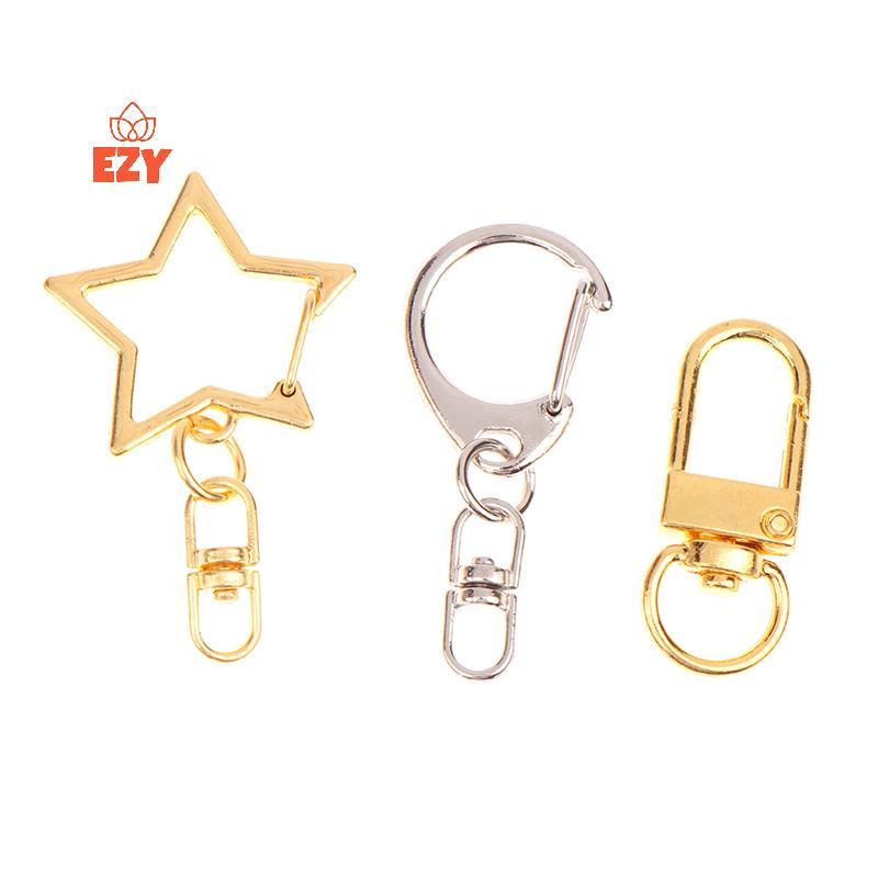 EZY 10 ชิ้น Star Pentagram D-รูป Hollow Key แหวนพวงกุญแจ DIY อุปกรณ์เสริมกุ้งก้ามกรามพวงกุญแจเครื่องประดับทําผลการค้นหาใหม่