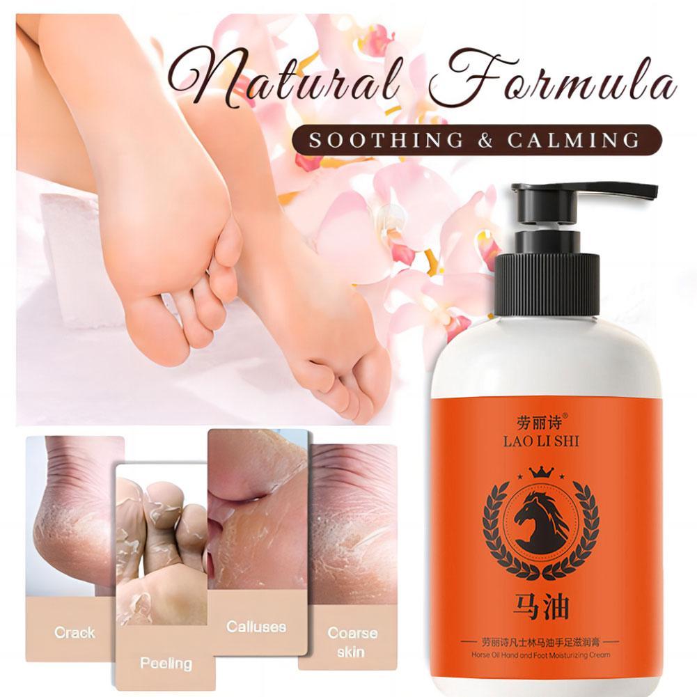 Horse Oil Hand Foot Moisturizing Cream 300g ถุงผลัดผิวหนังเท้า เพื่อเท้าที่เนียนนุ่มสวย แก้แห้งแตกเท้าลาย