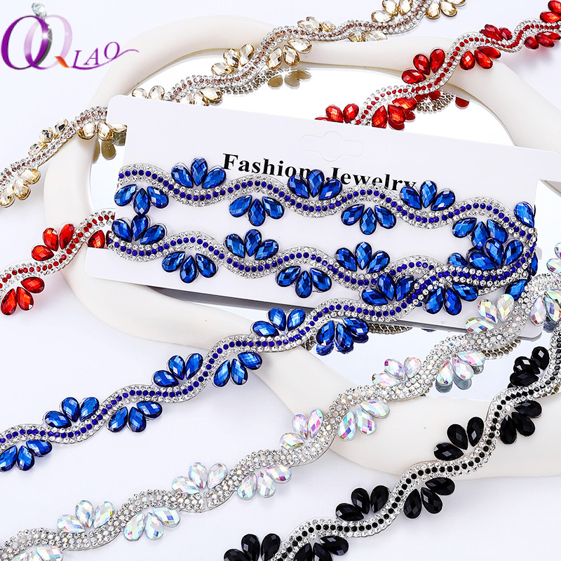 QIAO 91 cm คริส탈ทรงใบไม้ เพื่อการประดับบนเสื้อผ้า กระเป๋า และงานฝีมือ