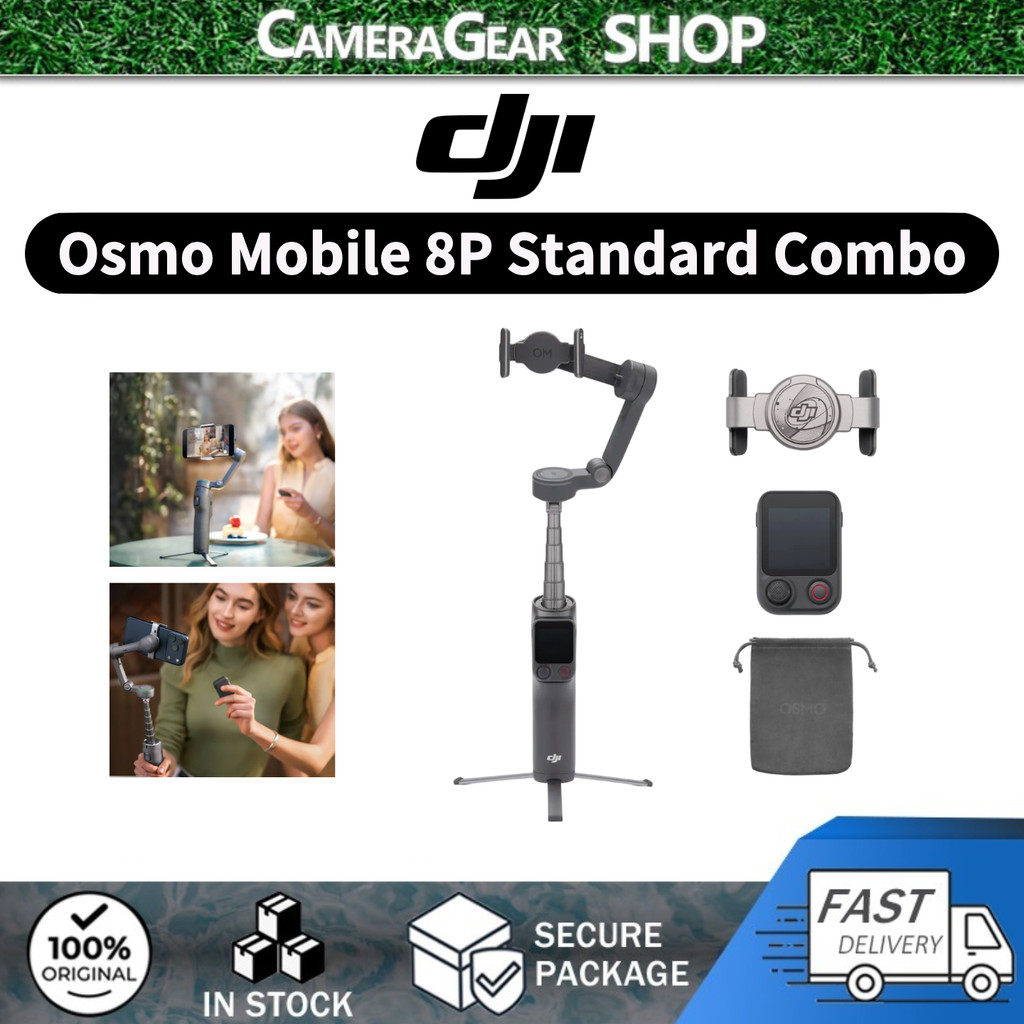 DJI Osmo Mobile 8P Standard Combo/Advanced Tracking Combo ​สําหรับ ไอโฟน 17/โทรศัพท์,แบตเตอรี่10ชั่ว