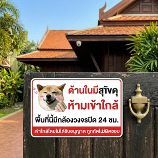 ป้าย โปรดระวังหมาดุ วัสดุสติกเกอร์ 3M แท้ ไม่ทิ้งคราบ ทนแดด ทนฝน