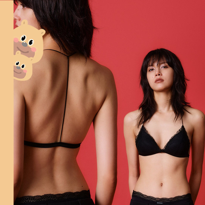 bearbra บรากระดุมหน้าสุดเซ็กซี่ บราผู้หญิง ลูกไม้ ถ้วยสามเหลี่ยม หลังสวย