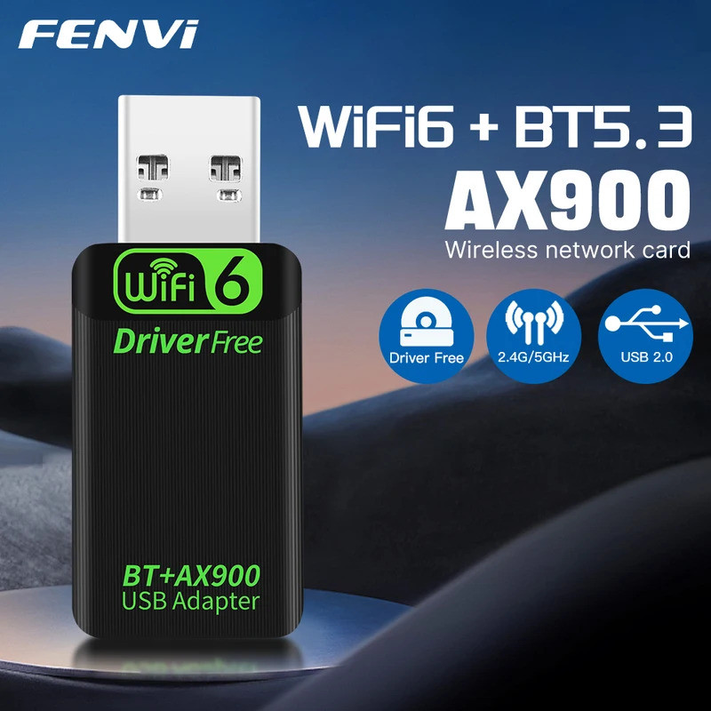 FENVI AX900 WiFi6 อะแดปเตอร์ USB บลูทูธ 5.3 Dual Band 2.4G และ 5GHz 2in1 Dongle USB เครือข่ายไร้สาย 