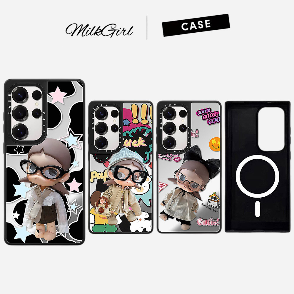 แม่เหล็กยิ้มสาวกระจก Hard Phone Case For Samsung Galaxy S26 25 24 23 UItra S26 25 24 23 Plus กันกระแทกป้องกันปลอก
