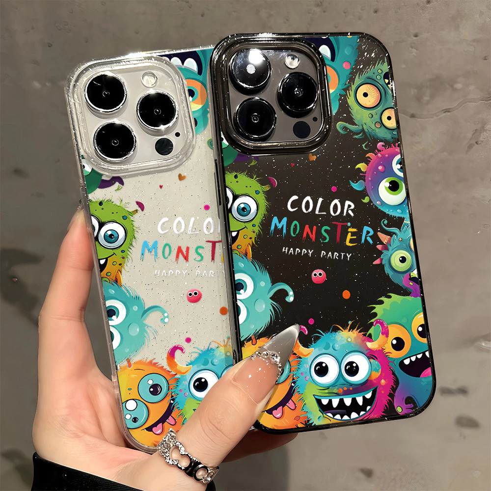 ✨จัดส่งฟรีในพื้นที่✨การ์ตูนมอนสเตอร์กลิตเตอร์เคสโทรศัพท์สำหรับ iPhone 16 15 14 13 78PLUS PRO PROMAX XR XS