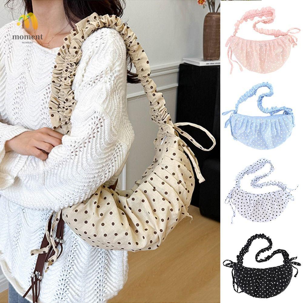 MOMENT Cloud Underarm Bag, Polka Dot Large Capacity Crossbody Bag, Women Fashion Pleated All Matched
