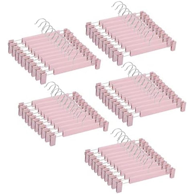 NORTHERN BROTHERS 30 Pack Plastic Pants Hangers with Clips, Adjustable Non-Slip Skirt Hangers for Wo