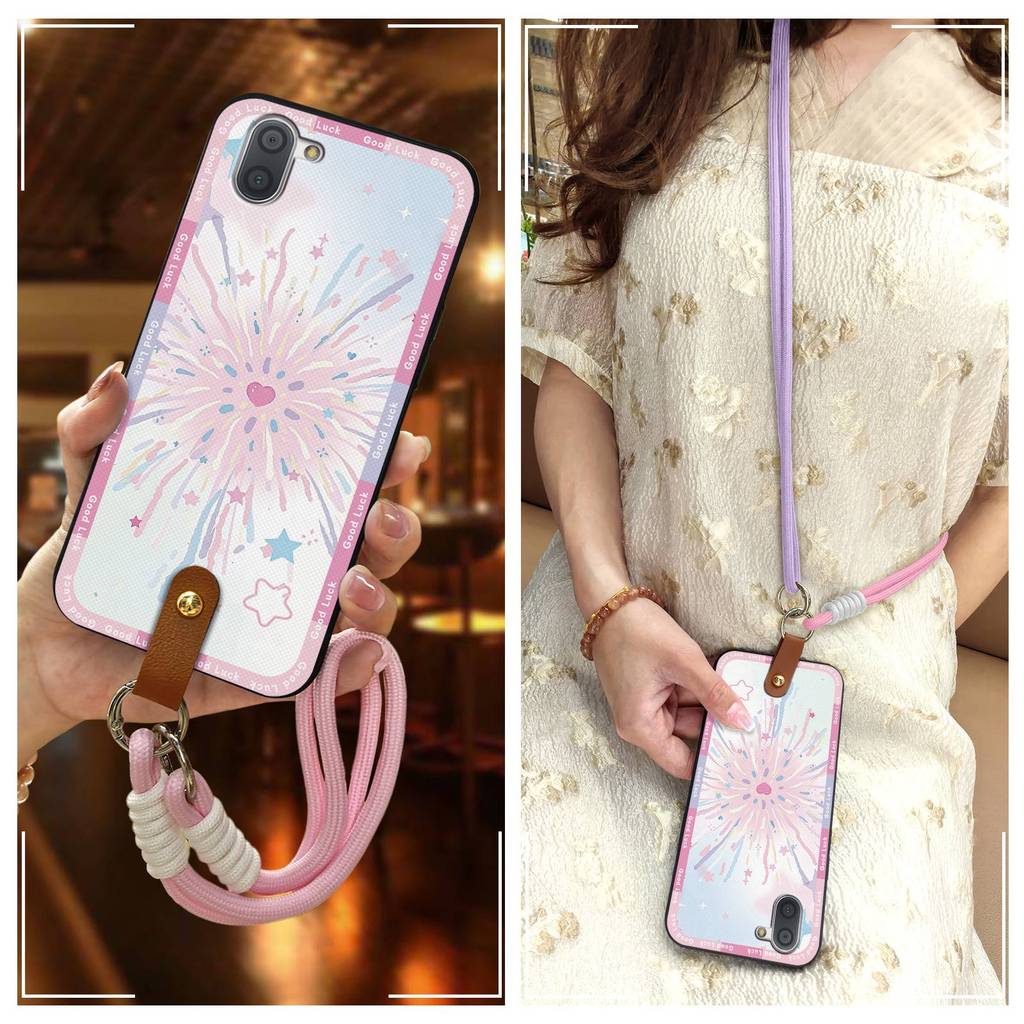 กันกระแทกปกหลังเคสโทรศัพท์สําหรับ Sharp Aquos R3/SHV44/SH-04L Lanyard ซิลิโคนกันน้ํา Crossbody การ์ต
