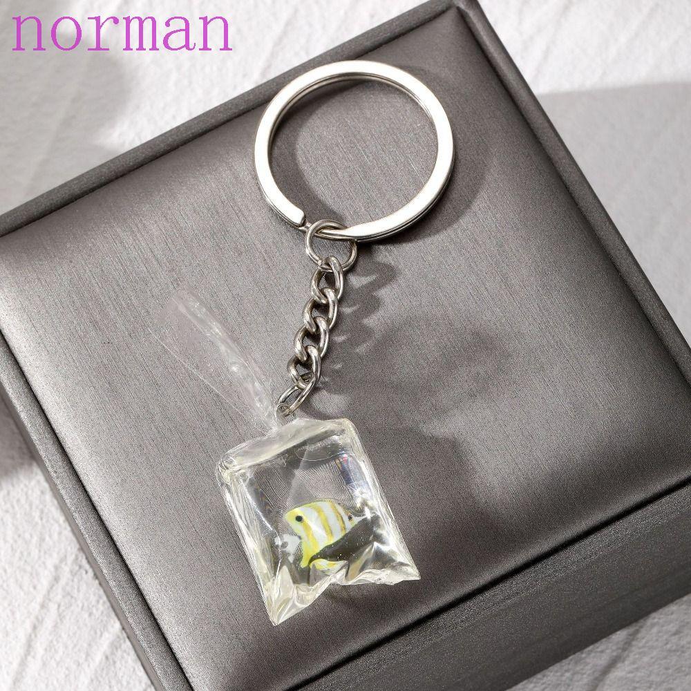 NORMAN จี้ปลาขนาดเล็ก, พวงกุญแจปลาทองปลาโปร่งใส, พวงกุญแจแฟชั่นน่ารักสร้างสรรค์เลียนแบบถุงน้ําปลาทอง