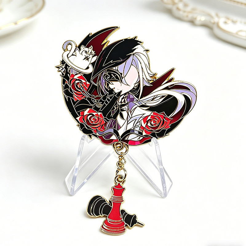 Genshin Impact เข็มกลัด Arlecchino เคลือบโลหะ ตราสะสมแบบ Fanmade