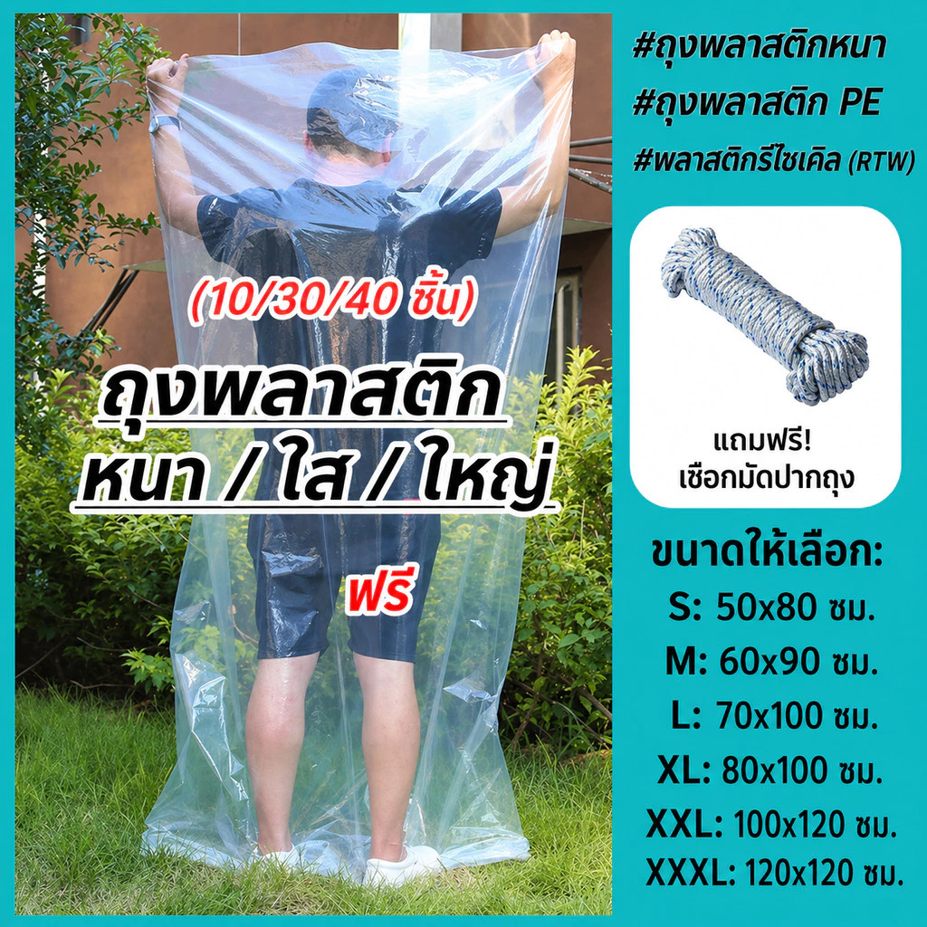 ถุงพลาสติกแบนขนาดใหญ่สำหรับขนย้ายUkay Big Empakeพลาสติกจัดเก็บแขวนเสื้อผ้า