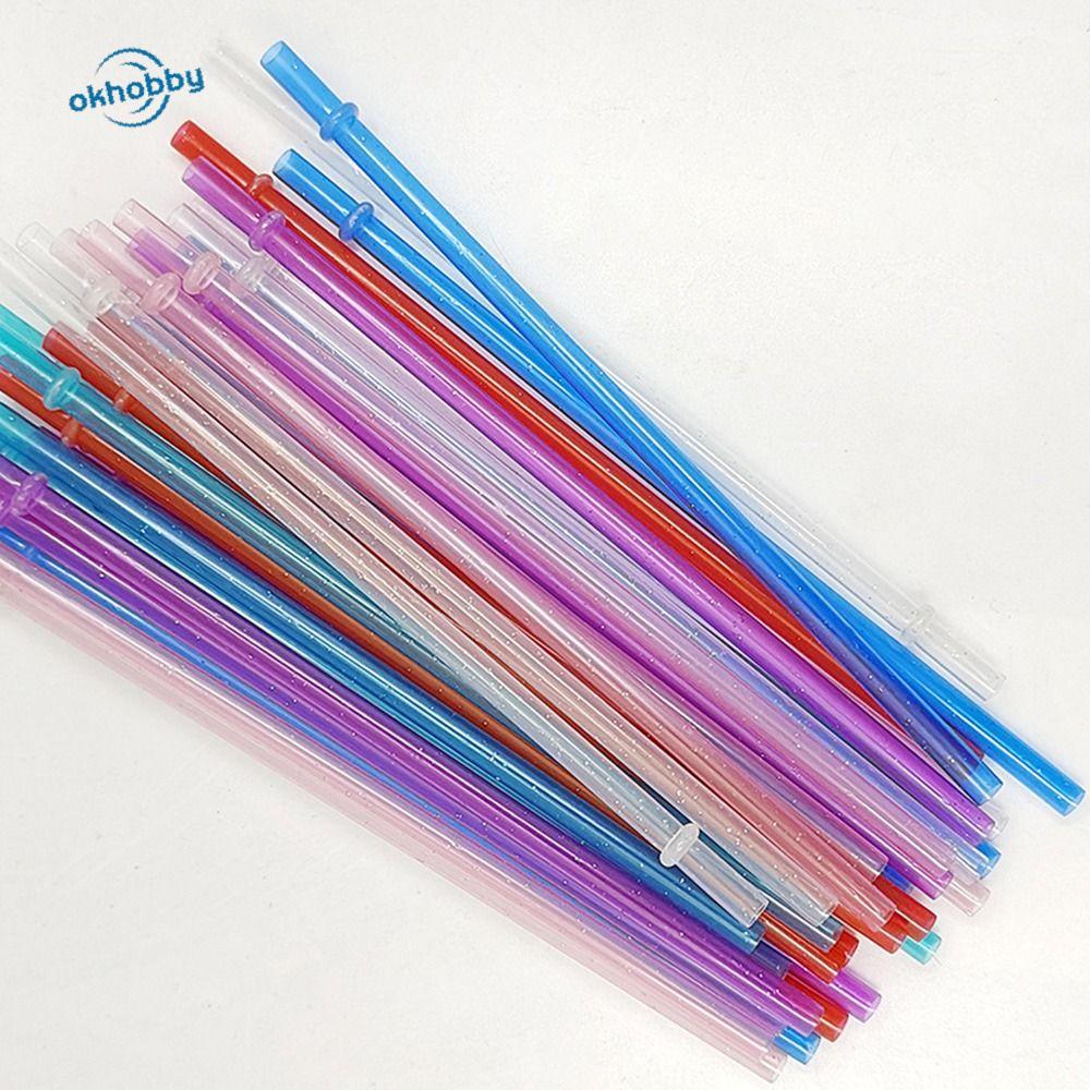 okhobby OKHOBBY 1PC Glitter Straw, นํากลับมาใช้ใหม่รถ Travel Cup Straw ผงทองหลอดพลาสติก, พร้อมแปรงทํ