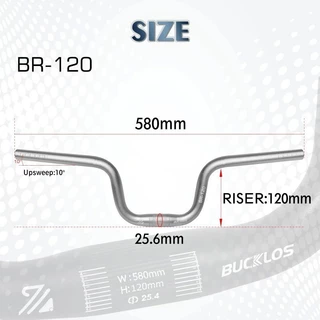 BUCKLOS Handlebar Swallow ขนาด 25.4 มม. x 580 มม., บาร์ทรง U จากอลูมิเนียม สำหรับจักรยานพับได้