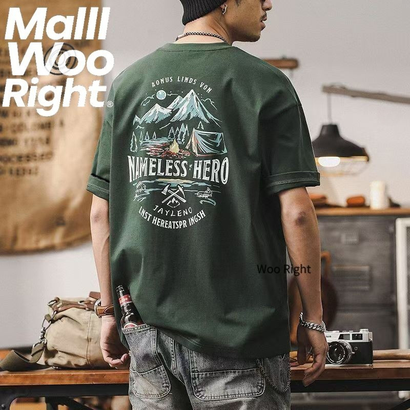 เสื้อ เสื้อผ้าผู้ชาย วินเทจ เทรนด์ใหม่ สไตล์สตรีท Oversize Woo Right COD จัดส่งตลอด 24 ชั่วโมง