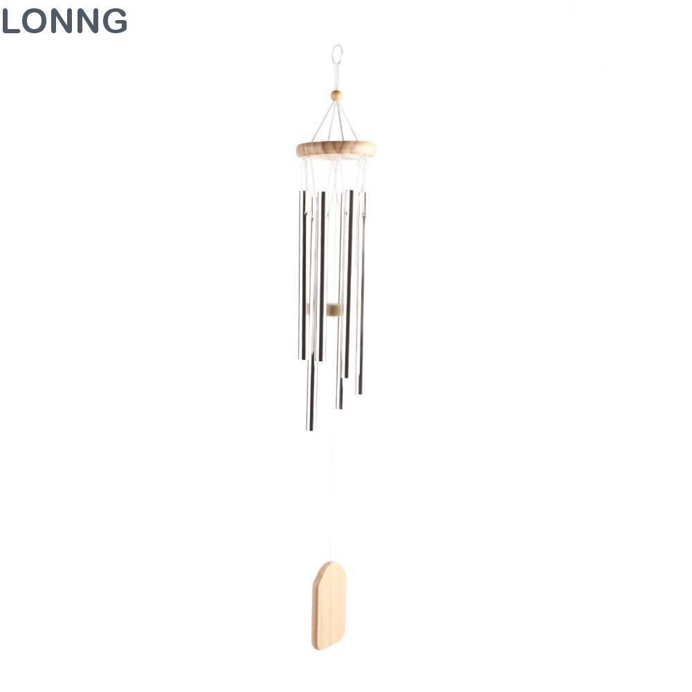 LONNG Wind Chimes, 25.59 ใน 6 หลอดโลหะ Wind Chimes, Melodous Silver แขวนหลอดโลหะแขวน Wind Chimes Gar