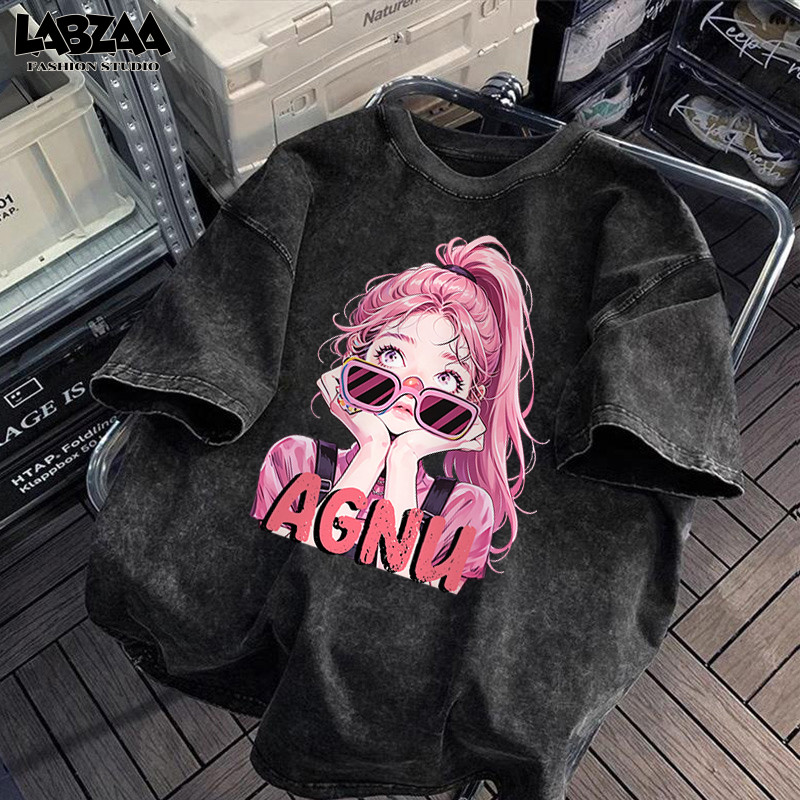 【จัดส่งจากกรุงเทพฯ】LABZAA มาใหม่✨ลวดลายแฟชั่น ลายสกรีนเสื้อยืด ทรงหลวมระบายอากาศดีใส่สบาย YG3182