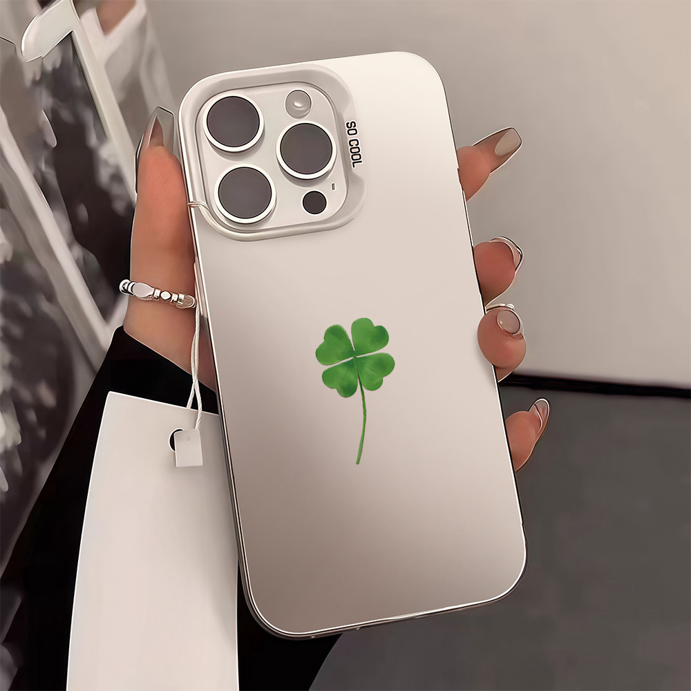 เคสไอโฟน13 ลายใบโคลเวอร์สี่แฉกนำโชคสุด For iPhone 11 12 13 14 15 16 17 Pro MAX 14 15 16 Plus X XR XS MAX SE2 8 7Plus