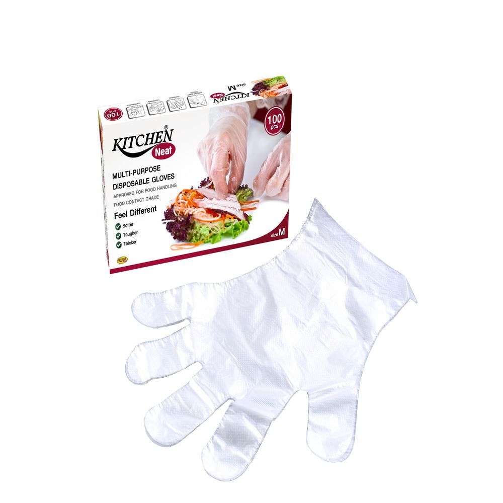 ถุงมือพลาสติก KITCHEN NEAT ขนาด M 100 ใบ KITCHEN NEAT GLOVE M 100 PCS