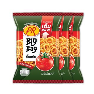 [สินค้าส่งด่วน] พีอาร์ข้าวเกรียบมะเขือเทศ  80 กรัม แพ็ค 3 PR CRISPY SNACK TOMATO 80 G. PACK 3