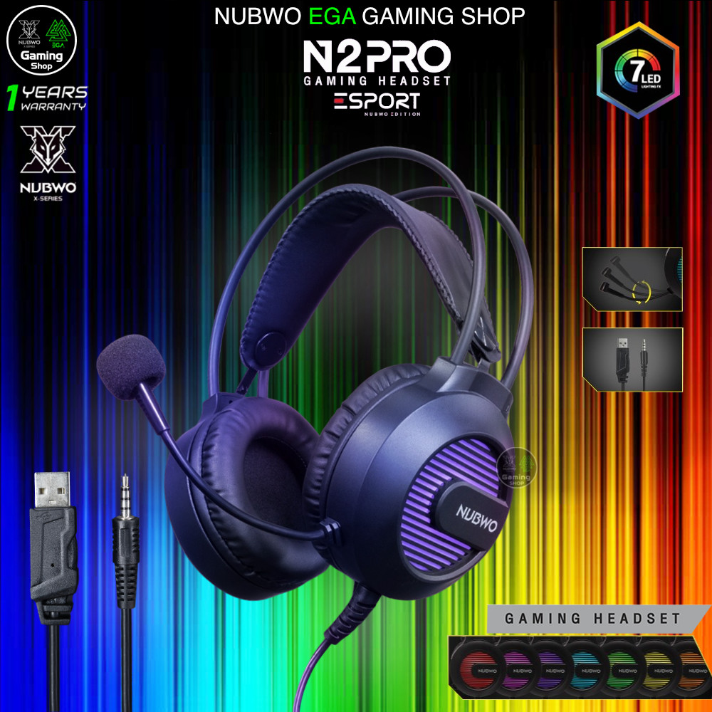 🎮 GAMING NUBWO N2 PRO HEADSET GAMING หูฟังเกมมิ่ง Stereo เสียงดี ไฟ LED 7 Color 1 USB / 1 Jack เสริม