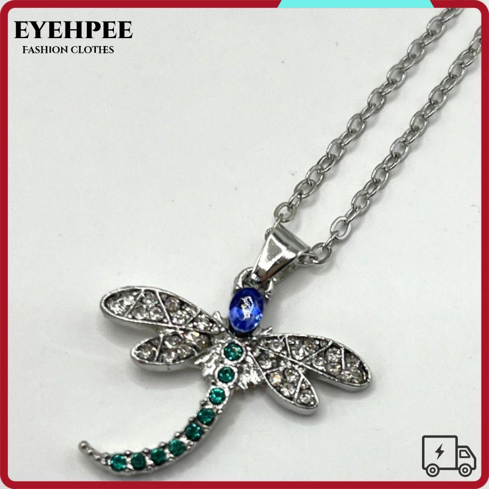 EYEHPEE สร้อยคอจี้แมลงปอ,ฝังออกแบบDragonflyรูปCub Zirconiaสร้อยคอ,แฟชั่นที่มีสีสันCubic Zirconia Dra