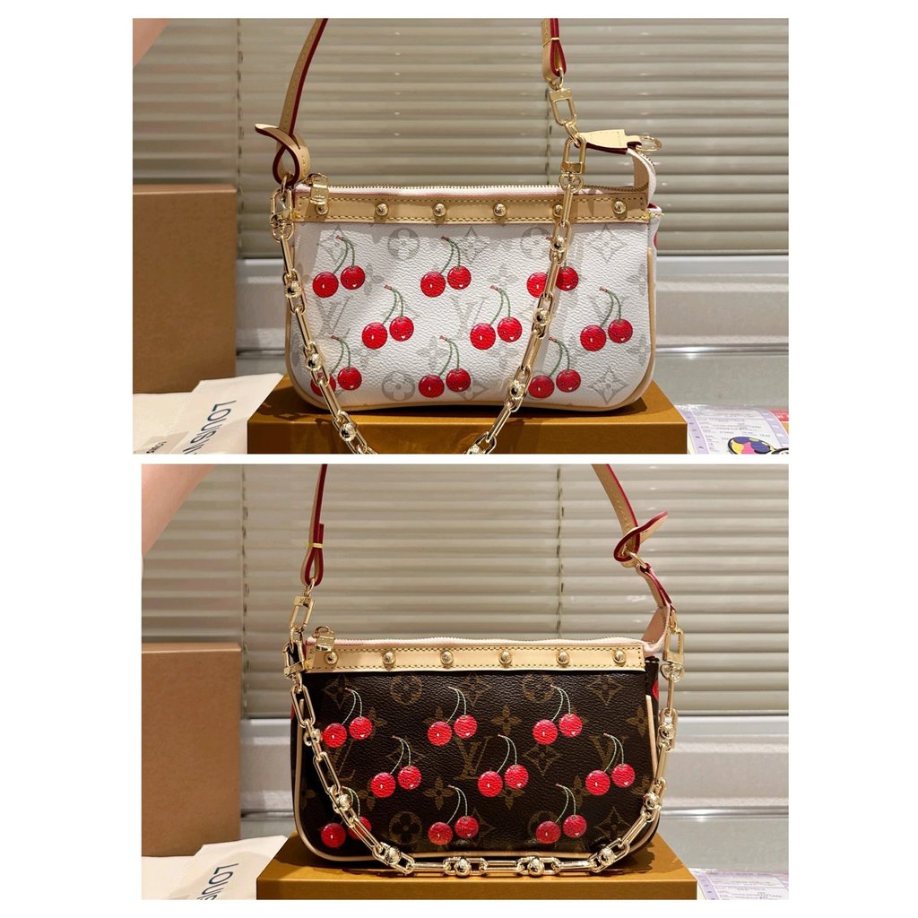 Louis Vuitton Cowhide Box Bag Takashi Murakami Series Mahjong Bag 2025 Walking Pillow Bag New Style 