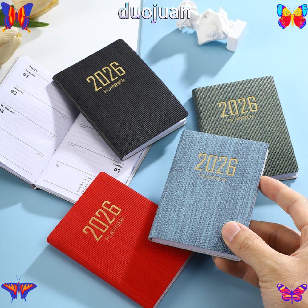 DUOJUAN 2026 Agenda Book, Pocket with Calendar Appointment Book, โน๊ตบุ๊ค A7 คุณภาพสูง นักเรียน