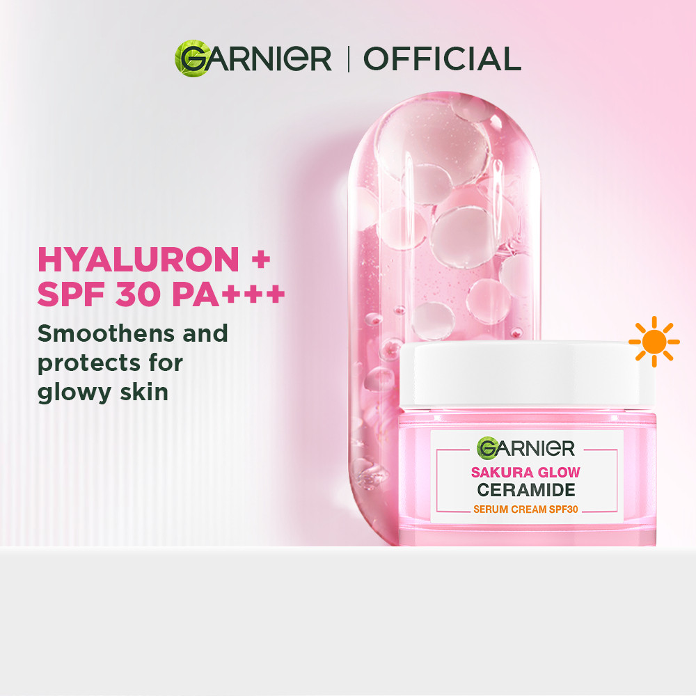 Garnier Sakura Glow Day Cream with SPF30 (50ML) - สําหรับผิวแก้ว สําหรับผิวแพ้ง่าย