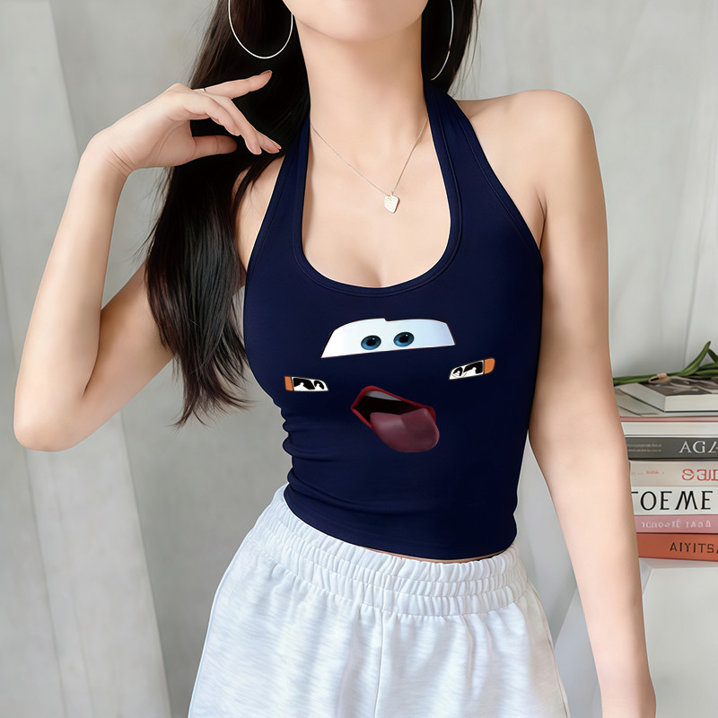 COD เสื้อกล้ามผู้หญิง คล้องคอเว้าหลัง nobra เสื้อกั๊กแฟชั่นเซ็กซี่ เสื้อครอปสายฝอ เอวลอย ผ้านิ่มยืดพอดี