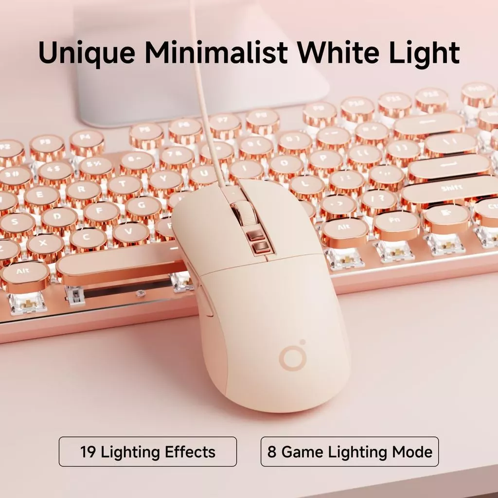 EWEADN คีย์บอร์ดและเมาส์ Combo สไตล์เครื่องพิมพ์ดีด 104 คีย์ มีไฟ LED thumbnail 4
