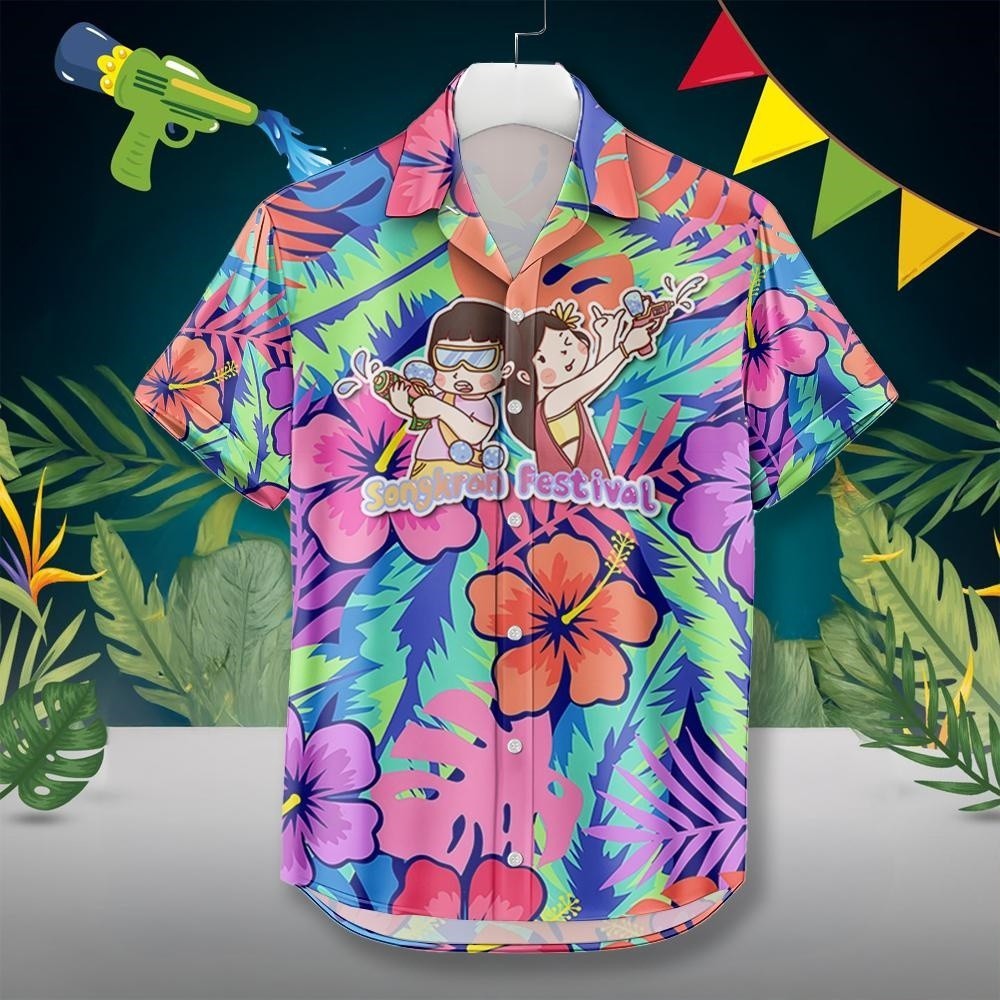2026 เสื้อเชิ้ตฮาวายผู้ชายลายดอกรับสงกรานต์ แห้งเร็ว ผ้าแห้งไว ไซส์ใหญ่ ใส่แล้วดูผอมวันสงกรานต์