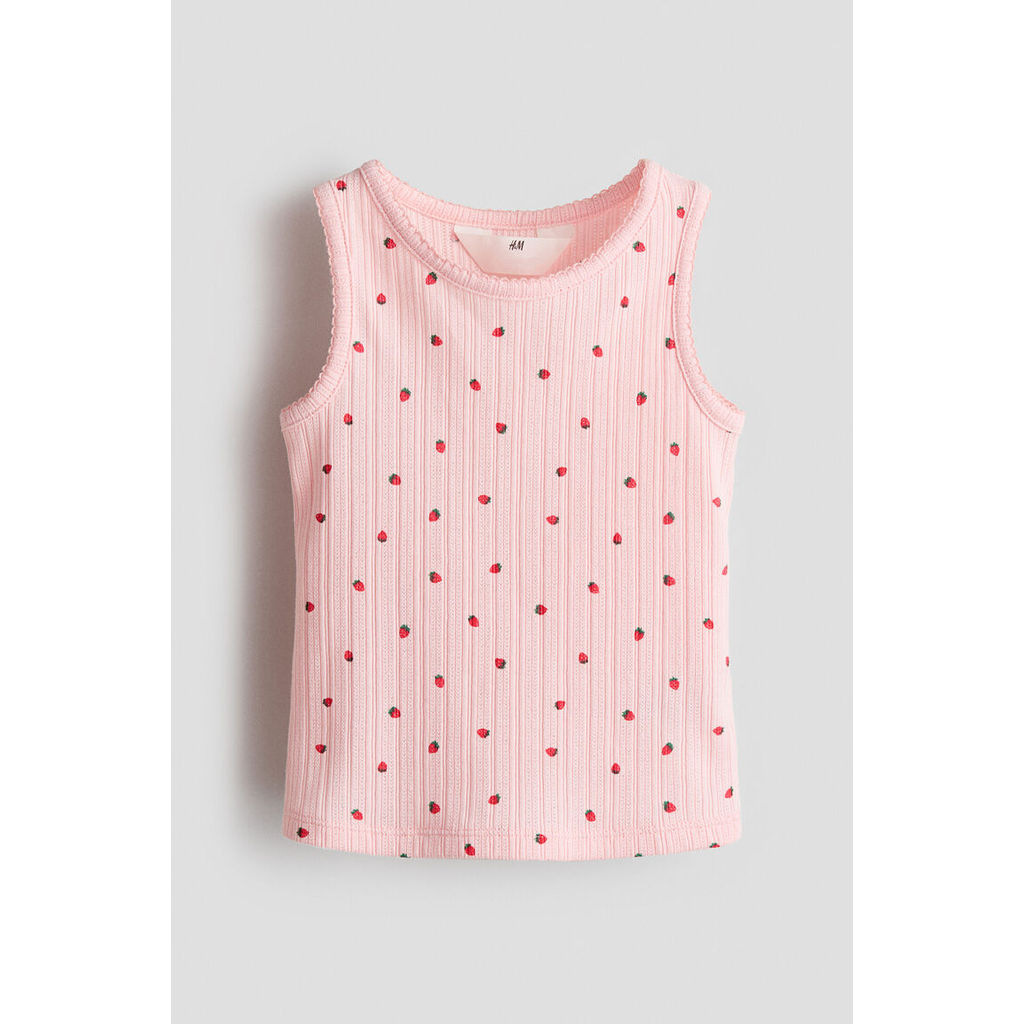 H&M(เอชแอนด์เอ็ม) เสื้อกล้ามผ้าจอร์ซีย์ผสมลายปอยแตลล์ เด็กผู้หญิง 1348037_2
