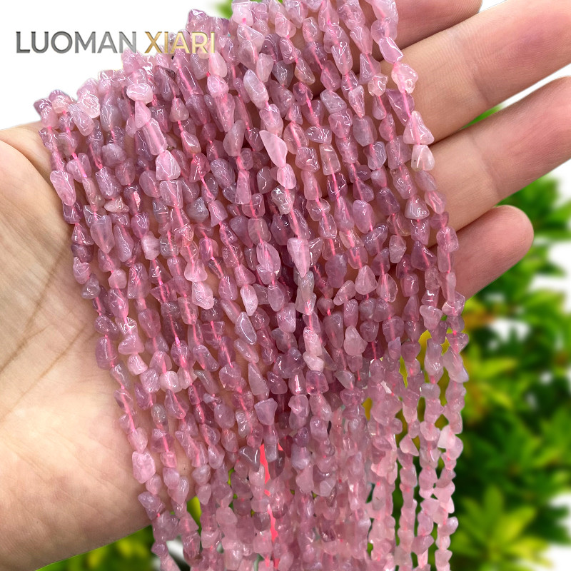 4-6 มม.ไม่สม่ําเสมออัญมณีดิบหินธรรมชาติ Madagascar Rose Quartz Spacer ลูกปัดสําหรับเครื่องประดับทํา Diy สร้อยข้อมือ Charms อุปกรณ์เสริม