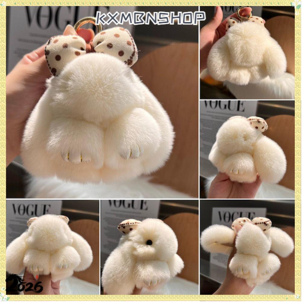 19kxmbnshopพวงกุญแจตุ๊กตากระต่ายปุย,ตุ๊กตาตุ๊กตาปอมปอมโบว์กระต่ายจี้,น่ารักการ์ตูนแขวนเครื่องประดับกระเป๋าเป้สะพายหลังพวงกุญแจอุป