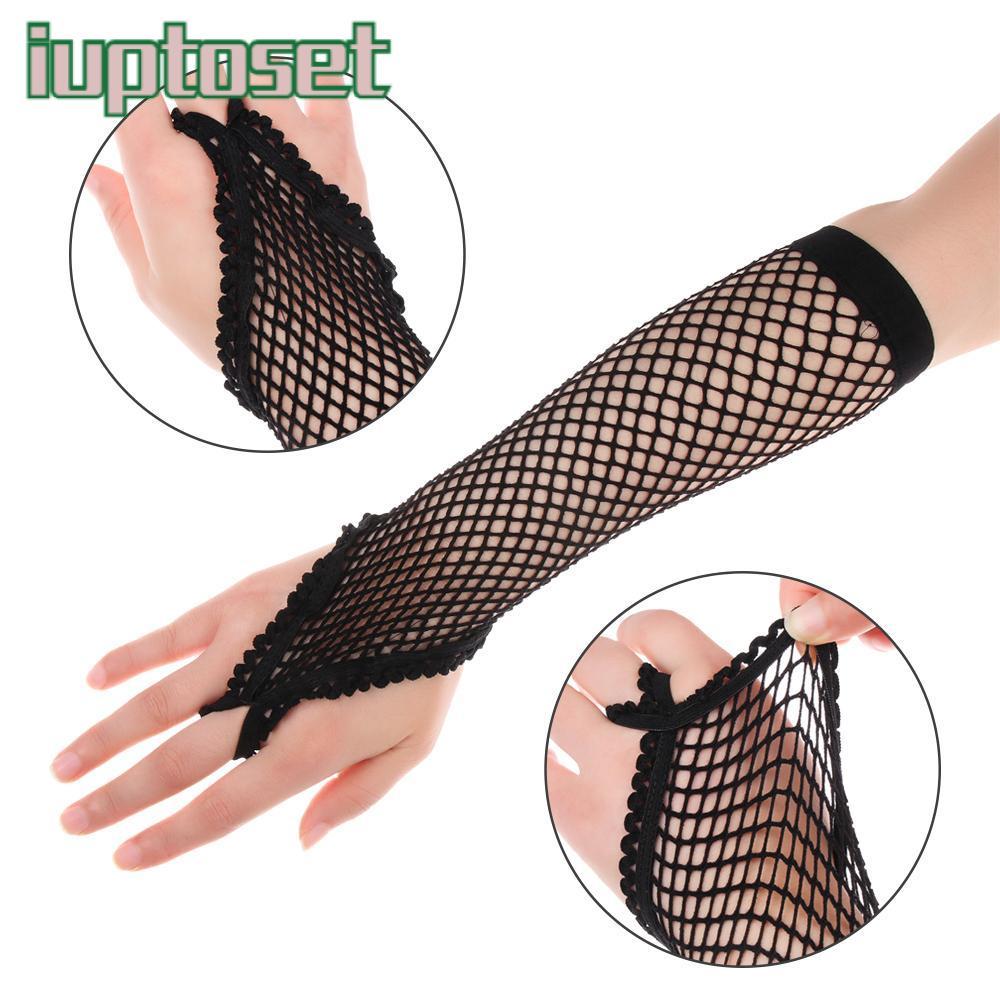 IUTTOSET ถุงมือยาว Party Girl Breathable Performance Dance ตาข่าย Fishnet ถุงมือ