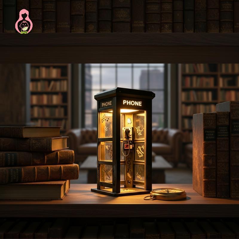 [DPGT] โคมไฟบูธโทรศัพท์วินเทจสูง Retro Phonebooth โคมไฟตั้งโต๊ะแสงโดยรอบสําหรับตกแต่งบ้านบาร์สํานักงาน