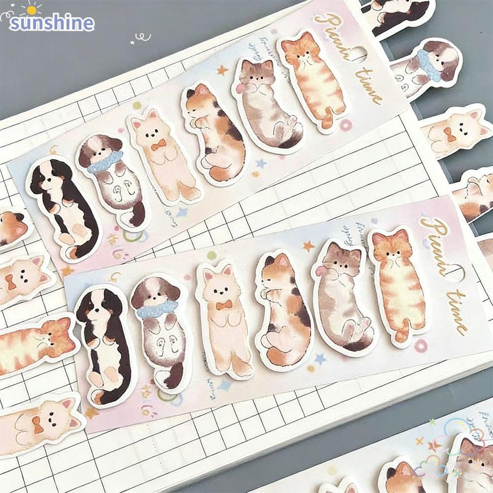SSUNSHINE Cat Index Tabs, File Classification Notes, Cartoon Planner Organization Page Markers School Stationery