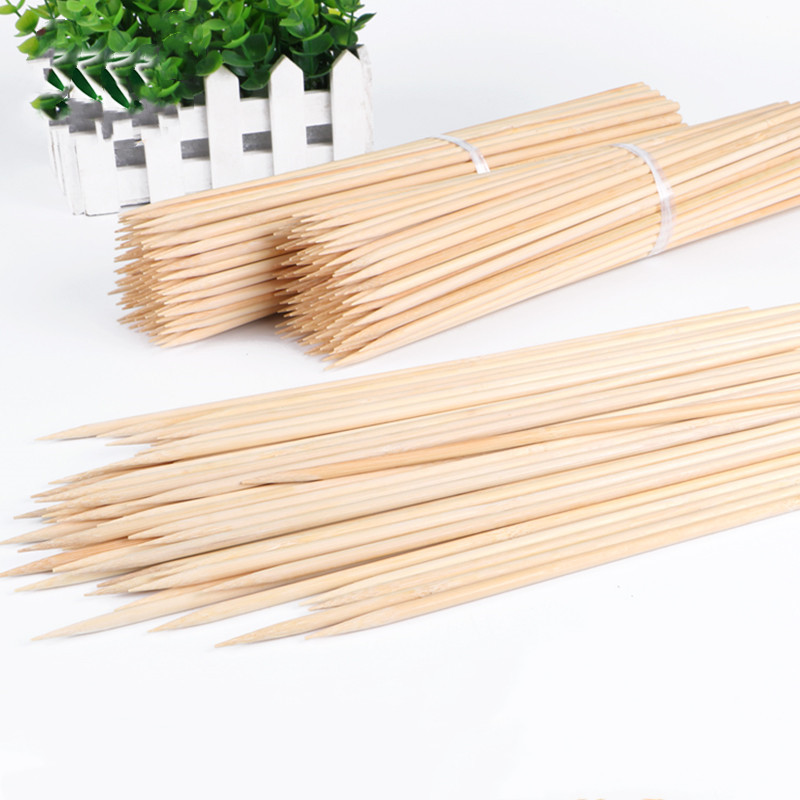 100pcs 20-50CM BBQ Bamboo Wooden BBQ Skewers Food Bamboo Meat tool Barbecue Party Disposable Long St